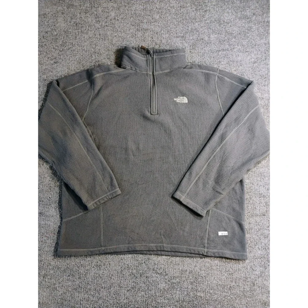 The North Face Waffle Knit 1/4 Zip Pullover Gray Men's XL Outdoor Fleece
